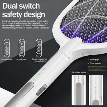 Behogar Elektros Skristi Tauškutis USB Įkrovimo Nešiojamą Uodų, Vabzdžių Raketę Žudikas Raketės Zapper su LED Šviesos Biuras