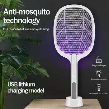Behogar Elektros Skristi Tauškutis USB Įkrovimo Nešiojamą Uodų, Vabzdžių Raketę Žudikas Raketės Zapper su LED Šviesos Biuras