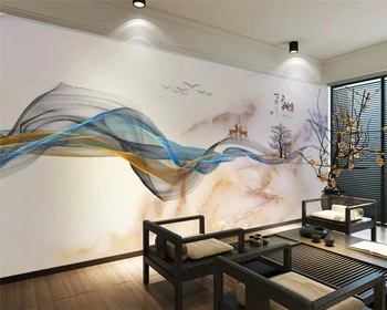Beibehang Pritaikyti naujas Kinijos ranka-dažytos abstrakčių linijų marmurinė kraštovaizdžio briedžių foną sienos dokumentų namų dekoro