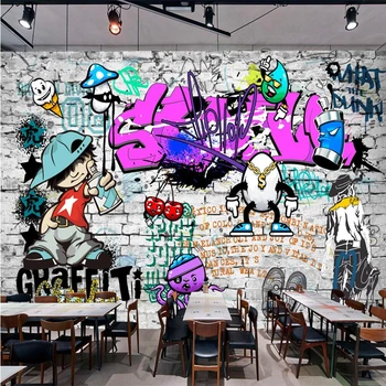 Beibehang Tapetai užsakymą sienų tapetai mados gatvės menas, grafiti, hip-hop plytų sienų apdaila dekoratyvinis tapetai