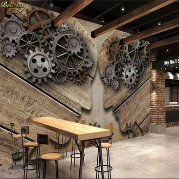 Beibehang Užsakymą 3d tapetai, freskos, Europos ir Amerikos retro stiliaus pramonės įrankių asmenybės medienos tekstūros fone sienos