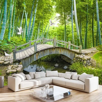 Beibehang Užsakymą foto tapetai, sienų freskomis sienų lipdukai tiltelių vandens bambuko miškų 3D kraštovaizdžio 3D TV foną sienos