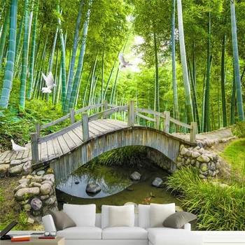 Beibehang Užsakymą foto tapetai, sienų freskomis sienų lipdukai tiltelių vandens bambuko miškų 3D kraštovaizdžio 3D TV foną sienos