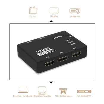 BEILINK NAUJAS Mini HDMI HUB 3 jungtys HDMI 1080P Vaizdo Perjungimas Switcher HDMI Splitter su IR Nuotolinio valdymo splitter langelį HDTV DVD PS3
