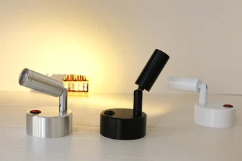 Belaidžio 3W LED Nešiojamų Šviesos baterijomis maitinamos Lempos Mygtuką Kabineto Nuotrauką Dėmesio Lentynoje Silver/Black/White Shell