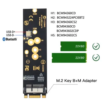 Belaidžio BCM94360CD BCM94360CS2 BCM943224PCIEBT2 12+6 Pin Bluetooth, WiFi, Kortelių Modulis su M. 2 NGFF Klavišas B+M Adapteris, skirtas 