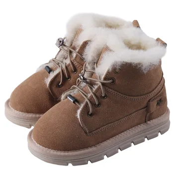 Berniukai anti-slidinėjimo batus, kailinius, vieną žiemą naujas medvilnės vaikų batai moterų kūdikių trumpas batai, natūralios odos ir kašmyras batai