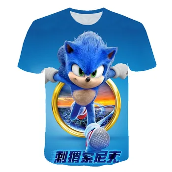 Berniukai vasaros greitai džiūstantis poliesterio anime ežys Sonic3D apvalios kaklo trumpomis rankovėmis aukštos kokybės berniukų ir mergaičių mados T-shirt