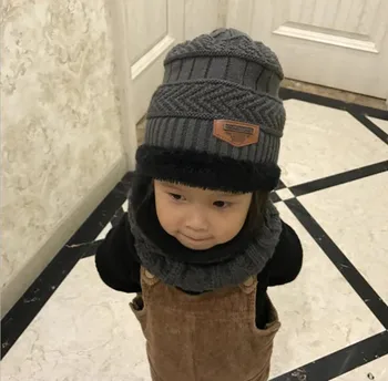 Berniukų ir mergaičių šaliko ir kepurės komplektas 2 8 metus Sutirštės vilnos kepurė Plius kašmyras išlaikyti šiltas vaikams žiemos skrybėlę ir skara rinkinys
