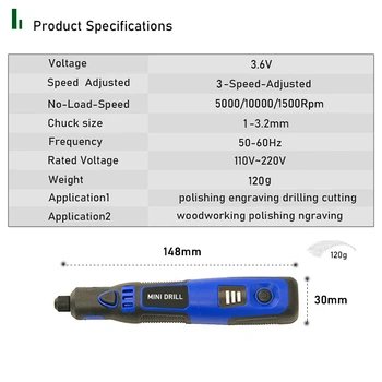 Bevielė Mini Gręžimo Graviravimas-Pen Dremel Įrankiai Accessoraies-Nustatyti, Reguliuojamas Malimo 3.6 V, Su Daugiafunkcį Namų 