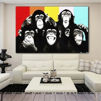 Beždžionių Gorilos Gyvūnų Drobės Tapybos Plakatai ir Spausdina Cuadros Sienos Menas Nuotraukas Kambarį Vaikams, Vaikų Kambario Dekoravimas
