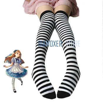 Biamoxer Tarnaitė Lolita Kojinės Moterims Suaugusiųjų Anime Alice In Wonderland Juoda Mėlyna Balta Cosplay Kostiumų Priedai Kojinių Helovinas