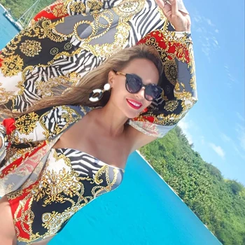 Bikinx Spausdinti bikini mujer cover-up Long beach suknelė moterims tunika Vasaros paplūdimio drabužiai sarongas 2019 m. maudymosi Kostiumėliai moterims, Kaftan padengti iki