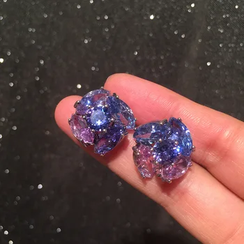 Bilincolor Maža mėlyna ir violetinė daisy auskarai stud auskarai moterims vestuves dovana