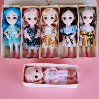 BJD Doll 6 Vienetų 16cm Princesė Lėlės Rinkinys Dėžutėje Drabužius Ir Batus 3D Didelės Akys Gali Apsirengti 13 Jungtinio Kilnojamojo Baby Girl Žaislą Dovanų