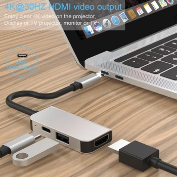 Bkscy USB C HUB Tipo C Iki HDMI 4K Hub USB Adapteris C Tipo PD Įkrovimo lizdas 
