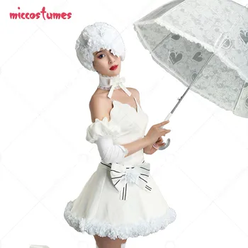 Black Butler Princesė Cirko Lėlės Balta Suknelė Cosplay Kostiumas su Skrybėlę Rožės
