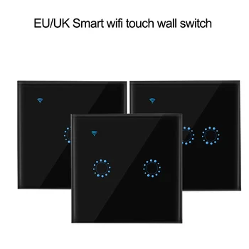 Black EU/UK Smart Wifi Sienos Jutiklinį Jungiklį 1/2/3 Gauja Stiklo plokštės šviesos Jungiklis Ewelink APP valdymas Balsu Alexa 