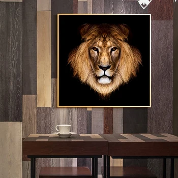 Black Gold Lion Laukinių Gyvūnų Žiaurus Žvėris Cuadros Naftos Tapyba ant Drobės, Plakatų ir grafikos Sienos Meno Nuotrauka už Kambarį
