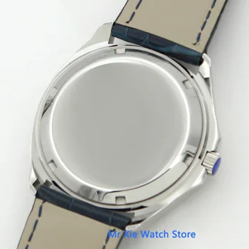 Bliger 40mm Blue Dial Vyrų Automatinis laikrodis Kvadratinis Safyro stiklas Šviesos Data Langą Odinis Dirželis Laikrodis Vyrams