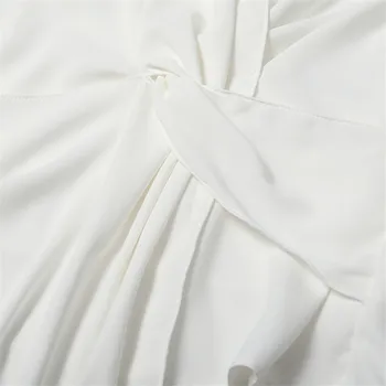 BLSQR Mados Balta Asimetrija Palaidinės Moterims Derliaus Rankovių Apačia Mazgas Moterų Marškiniai Blusas Prašmatnus Viršūnės