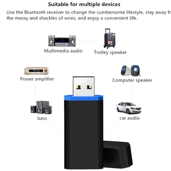 Bluetooth 5.0 garso imtuvas, USB automobilio adapteris laidinio Bluetooth 