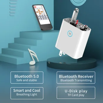 Bluetooth 5.0 Garso Siųstuvas, Imtuvo ES MUMS Plug QC2.0 Greitas Įkroviklis APP Kontrolės 3.5 MM AUX RCA TF/U Play TV Belaidžio ryšio Adapteris