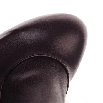 BLXQPYT Mada Moterims, ilgai Zapatos De Mujer Balta Juoda Botas Per Kelis Aukštus De Couro Kulno 7.5 cm Femininas Batai Batai K6-1