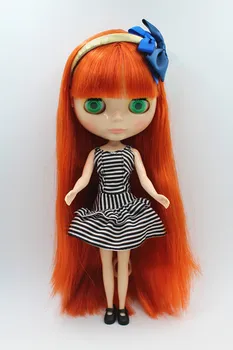 Blygirl Blyth lėlės Orange kirpčiukai tiesūs plaukai, lėlės NĖRA.5T104 įprastą kūno 7 sąnarių kūno odą, balta
