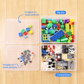 BNBS didelės talpos vaikų vadovą Lego žaislų saugojimo dėžutė, erdvės-aukščio skaidraus plastiko talpinimo statyba blokai