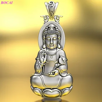 BOCAI s999 sterlingas sidabro Avalokatesvara pakabukas gryno sidabro vyrų asmenybės apsisaugoti nuo blogio Globėjas, dievas, Buda kortelė, pakabukas