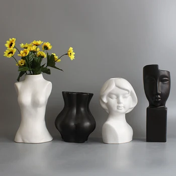 Body Art Dizaino Gėlių Vaza Keramika Moterų Nuogas Skulptūra Kambarį Apdaila Amatų Figūrėlės Mini Vazonas Namų Dekoro