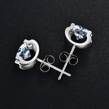 BOEYCJR 925 Sidabro 0.5/1/2c F spalva Moissanite VVS Fine Jewelry Diamond Stud Auskarai Su nacionalinės pažymėjimą, Moteris Dovaną