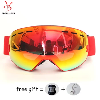 BOLLFO prekės slidinėjimo akiniai dvigubo sluoksnio UV400 anti-rūko slidinėjimo kaukė slidinėjimo akiniai vyrų, moterų snieglenčių akinius sniego akiniai