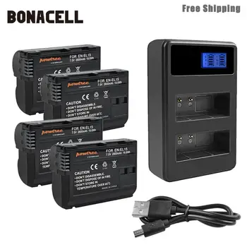 Bonacell 2800mAh EN-EL15 ENEL15 LT EL15 Fotoaparato Baterija+LCD Dvigubas Kroviklis, Skirtas 