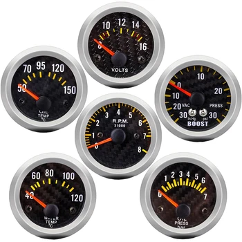 Boost gauge bar, psi/Vakuumo/Vandens temp/Oil temp (Alyvos) slėgio/Voltmeter/Tachometras RPM Automobilio Vėžės + Gabaritai turėtojas tacometro skaitmeninis