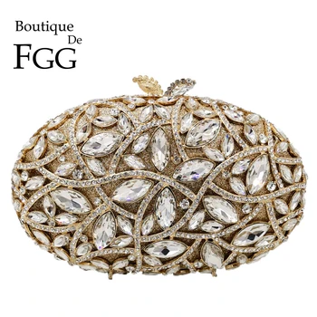 Boutique De FGG Elegantiškas Diamond Vakarą Krepšiai Vestuvių Minaudiere Rankinės ir Piniginės Moterų Kristalų Sankabos iškilmingą Vakarienę Krepšys