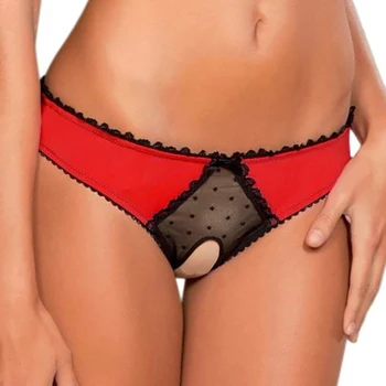 Bragas sexys de entrepierna abierta para mujer, ropa interjero roja talla gran,bragas visibles