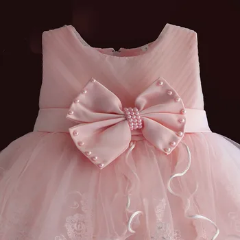 Brand New Baby Girl Suknelės Pink, White Pearl Lankas Partijos Inscenizacija Suknelė Mažai Vaikų Vaikų Suknelė už Šalis Vestuvių Dydis 6M-4T