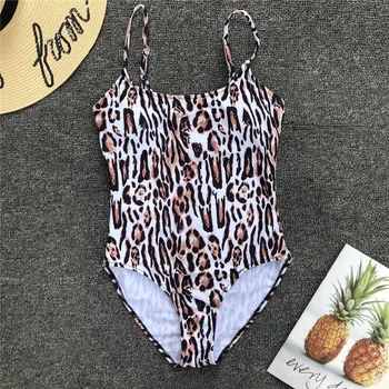 Brazilijos Bikini Leopardas Spausdinti maudymosi kostiumėlį 2018 Push Up vientisas Kostiumai Aukštos Kojos Monokini Moterų Sexy Bodysuit Vasaros Maudymosi Kostiumas