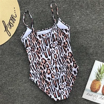 Brazilijos Bikini Leopardas Spausdinti maudymosi kostiumėlį 2018 Push Up vientisas Kostiumai Aukštos Kojos Monokini Moterų Sexy Bodysuit Vasaros Maudymosi Kostiumas