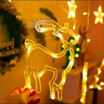 Briedžių Bell String LED Šviesos Girlianda Kalėdų Dekoro Namuose Kalėdų Eglutės Ornamentu 2020 Noel Kalėdų Dovana Naujųjų Metų 2021