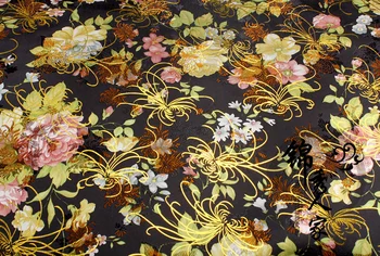 Brokatas medžiaga COS kostiumas Hanfu kimono šilko satino audinio Tangzhuang Qipao / auksinis bijūnas series/100cm*70cm