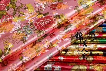 Brokatas medžiaga COS kostiumas Hanfu kimono šilko satino audinio Tangzhuang Qipao / auksinis bijūnas series/100cm*70cm