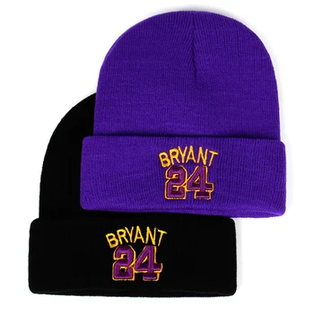 BRYANT 24 Medvilniniai Siuvinėjimo Megzti Skrybėlę Kobe Bryant Šiltos Žiemos Trikotažo Beanie Kepurė Skullies & Beanies Mamba mados Hip-Hop kepurės