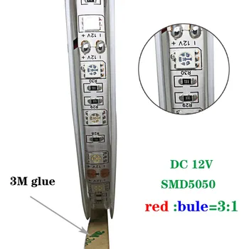 BSOD LED Augalų Auga Šviesos DC12V SMD 5050 Led Juosta 3Red1 Bule Vandeniui IP67 300leds/roll