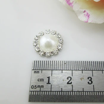 (BT83 15mm)20pcs Pasakų White Pearl Metalo Flatback kalnų krištolas Mygtuką Amatų