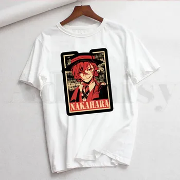 Bungou Benamių Šunų Osamu Dazai Anime Moterų Marškinėliai Moterų trumpomis Rankovėmis T-shirt Vasaros Marškinėlius Harajuku Drabužiai