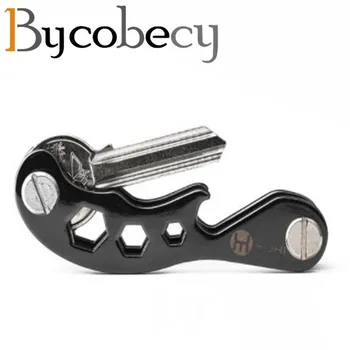 BYCOBECY Aliuminio Metalo EDC Klavišą Piniginės Vyrų Raktų pakabukas Smart Šeimininkė, Naujos Konstrukcijos Klavišus Organizatorius Key Chain Butelio Atidarytuvas
