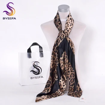 [BYSIFA]Kavos juodas Leopardas Spausdinti Aikštėje Šalikai Spausdinti 2016 M. Naujo Dizaino Krepo Satino, Šilko Žiemos Moteriški Šalikai Apsiaustas 130*130cm